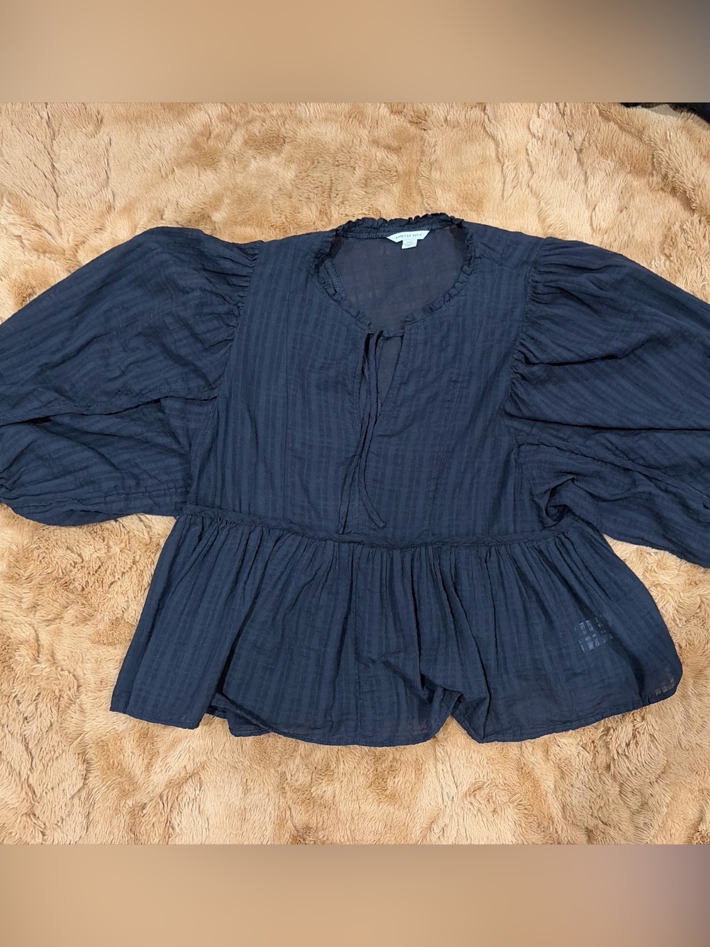 Cotton Puff Sleeve Peplum Blouse Cottagecore Romantic Baby Doll Flowy Peasant